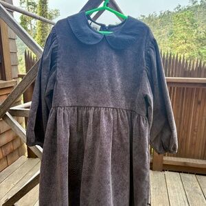 Girls corduroy organic cotton Peter Pan collar dress